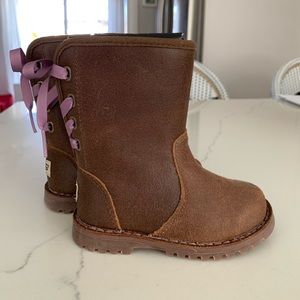 UGG Corene Toddler Chocolate Leather Boots 6 NWOT
